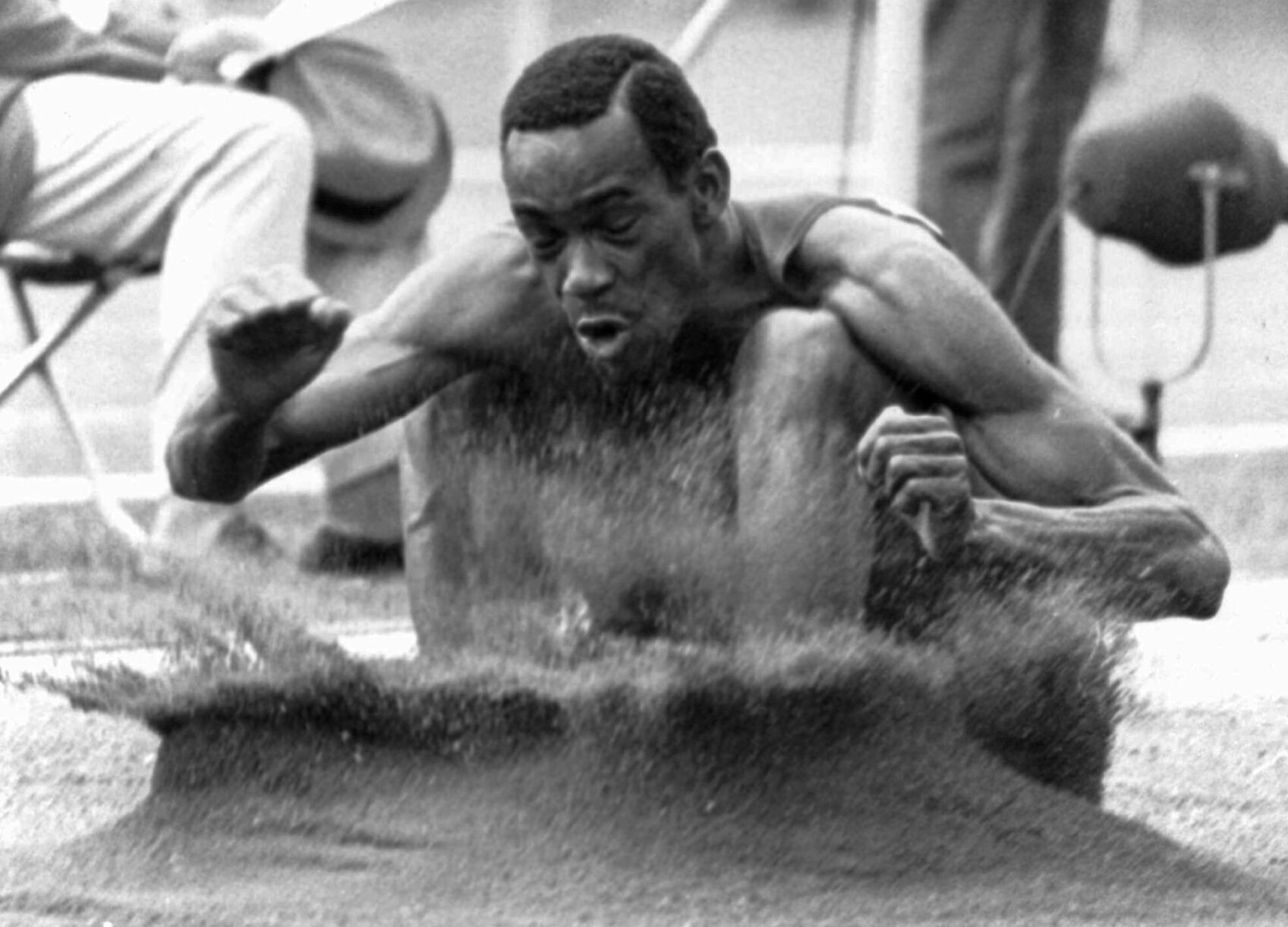 1968: Bob Beamon shatters long jump world record at Mexico City Olympics